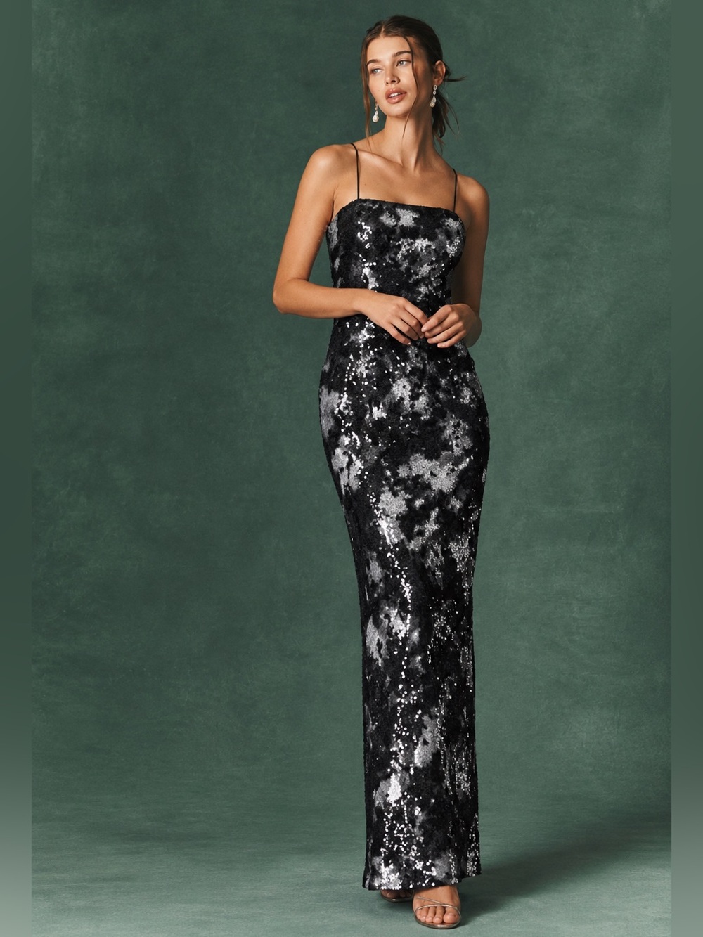 NWT Muse by Marchesa Geranium Floral Sequin Strapless Sheath Flounce Gown Sz 2